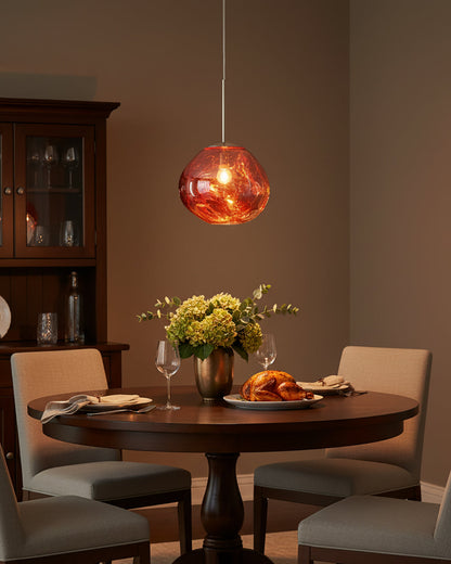 Hanging Dome Shade with Reflective Finish – Adjustable Drop Fixture for Kitchen Island, Dining Room, Bedroom – Metal Construction with E26 S