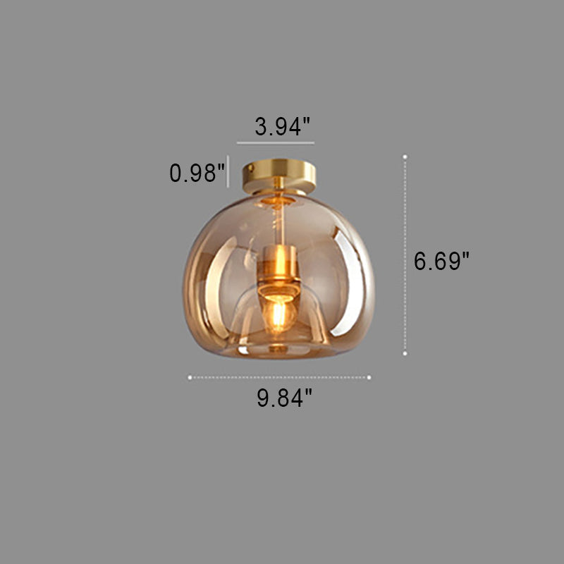 Ceiling Light Fixture Iron & Glass 10×11 inch Smoky Shade for Bedroom Hallway Living Room Modern Semi-Flush Design Hardwired E26 Base