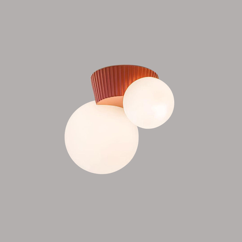 Dual-Globe Flush Mount Light 8.5 in Green Resin for Bedroom Hallway Ambient Lighting G9 Socket Compact Overhead Fixture