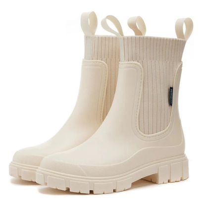 Women's Waterproof Ankle Rain Boots with Non-Slip Sole – Chelsea Pull-On Short Booties for Wet Weather, Urban Commute & Outdoor
