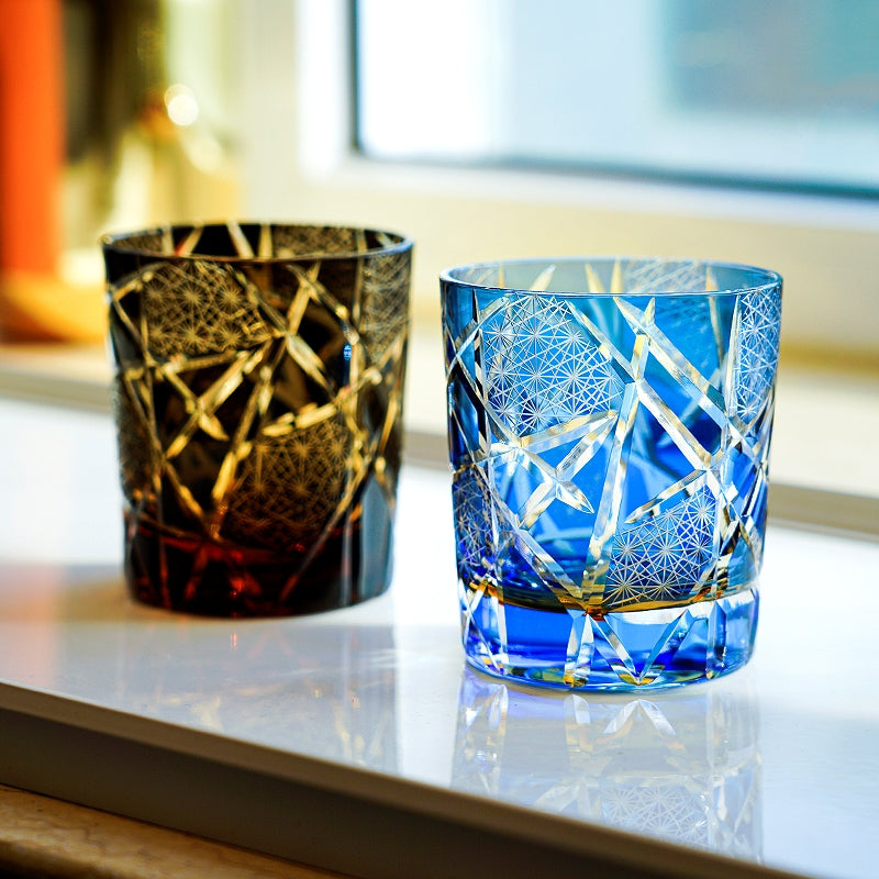 Japanese Cut Crystal Whisky Glass with Gift Box Lightning Pattern Barware for Scotch Bourbon Cocktails Home Bar Décor Artisan Glassware Coll
