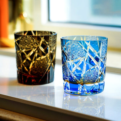 Japanese Cut Crystal Whisky Glass with Gift Box Lightning Pattern Barware for Scotch Bourbon Cocktails Home Bar Décor Artisan Glassware Coll