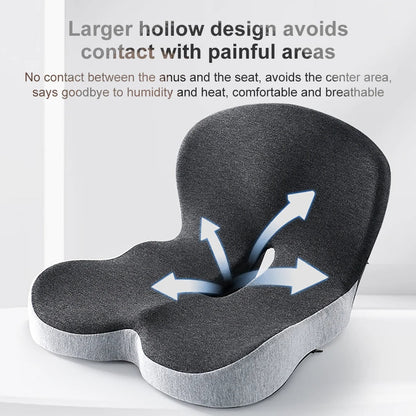 Ergonomic Seat Cushion with Integrated Back Support for Office Chair, Car & Home – Memory Foam Hip & Spine Alignment Pad