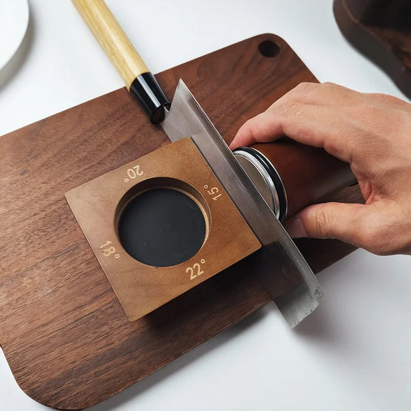 Diana Knife Sharpener Set - Diamond Grinder with Wooden Base