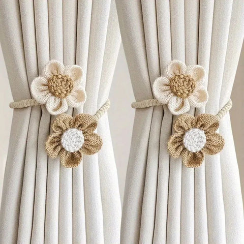 Abrazaderas para cortinas Flora - Diseño floral, juego de 2 piezas