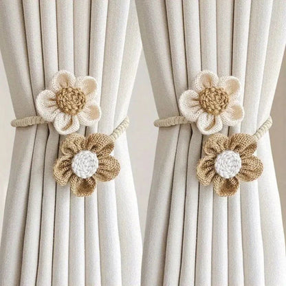 Abrazaderas para cortinas Flora - Diseño floral, juego de 2 piezas