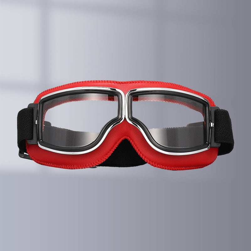 Retro Motorcycle Goggles with Adjustable Strap, UV Protection & Impact-Resistant Polycarbonate Lens for Riding, Cycling & Outdoor Use