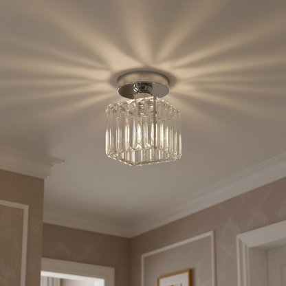 Flush Mount Crystal Light Fixture E27 Socket Black Gold for Bedroom Living Room Hallway Indoor Home Décor Compact Reflective Shade Elegant A