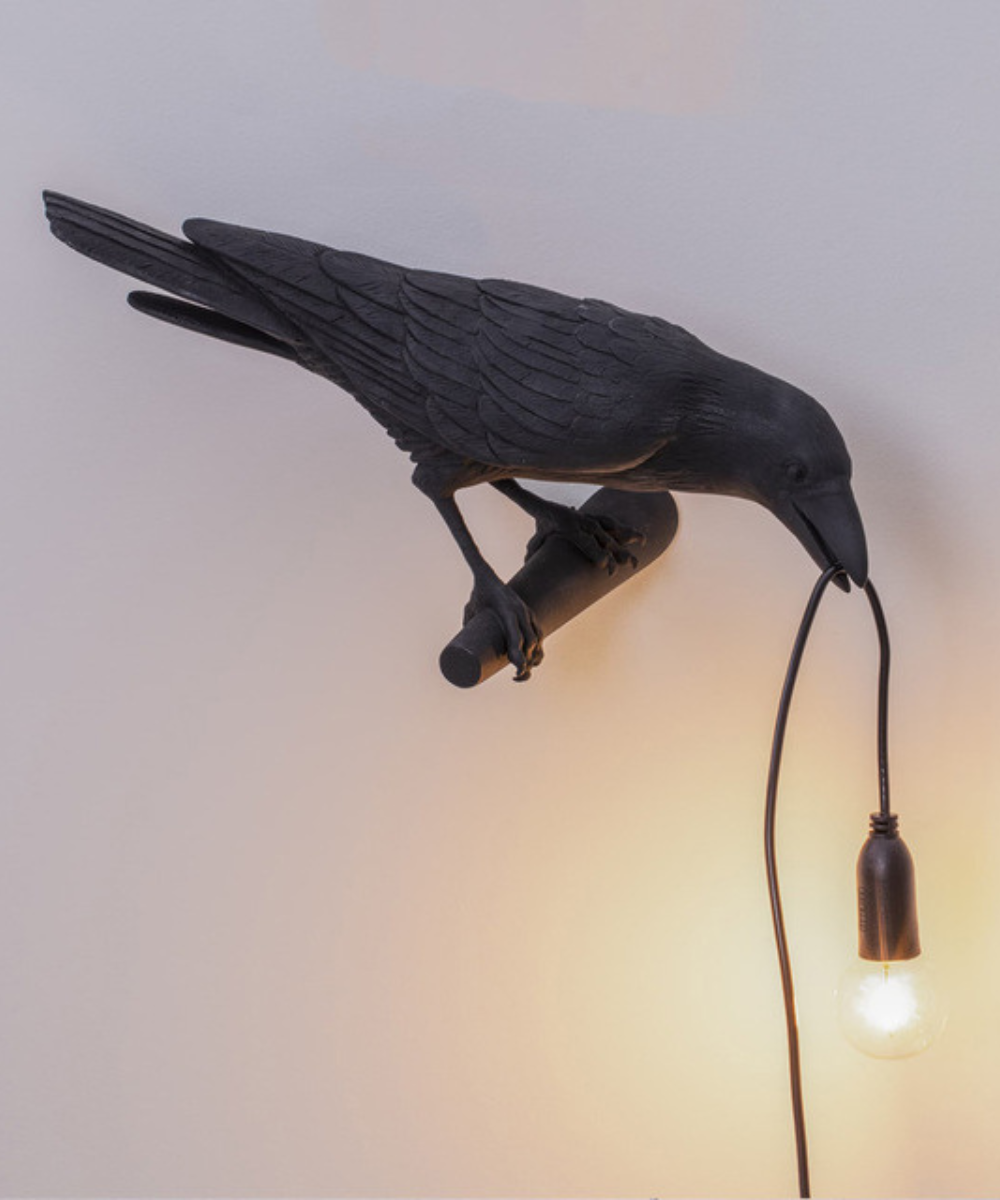 Raven Sculpture Table Lamp with Bulb Holder – Decorative Bird Accent Light for Living Room, Bedroom & Office Spaces