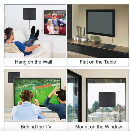 Indoor Digital TV Antenna with Signal Amplifier for Crystal Clear HD Channels | Long-Range UHF VHF Reception | Wall or Window Mount for
