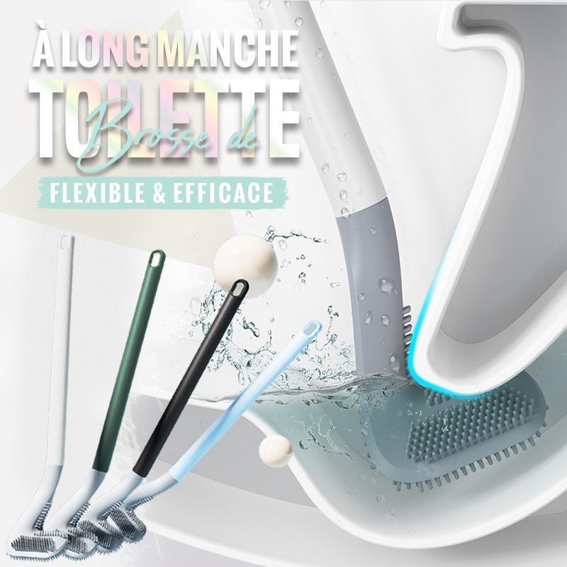 Long-Handle Toilet Brush with Triangular Head for Deep Bowl Cleaning – Wall-Mount Holder Included – Scratch-Free TPR Bristles for Bathroom
