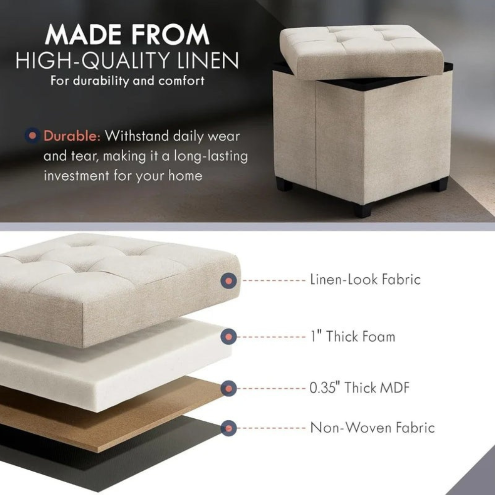 COMFYNEST – Banco otomano de almacenamiento cuadrado