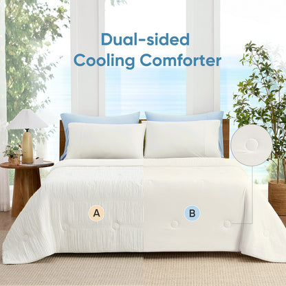 Cozy Bliss | Striped Cooling Comforter Set with Advanced Airflow | Lightweight Design for Hot Sleepers