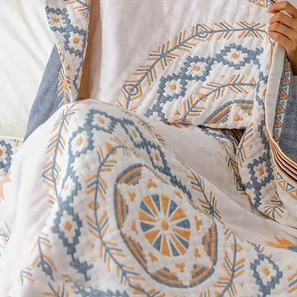 Cotton Throw Blanket with Mandala Pattern – Lightweight All-Season Cover for Couch, Bed, Sofa – Boho Home Decor Accent Piece