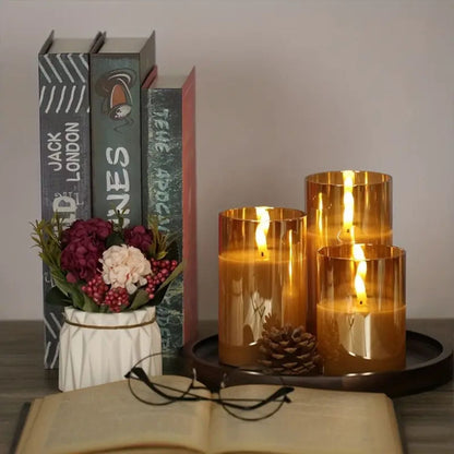 Remote-Controlled Flameless LED Candles with Smoke Glass Housing for Living Rooms, Bedrooms & Dining Spaces