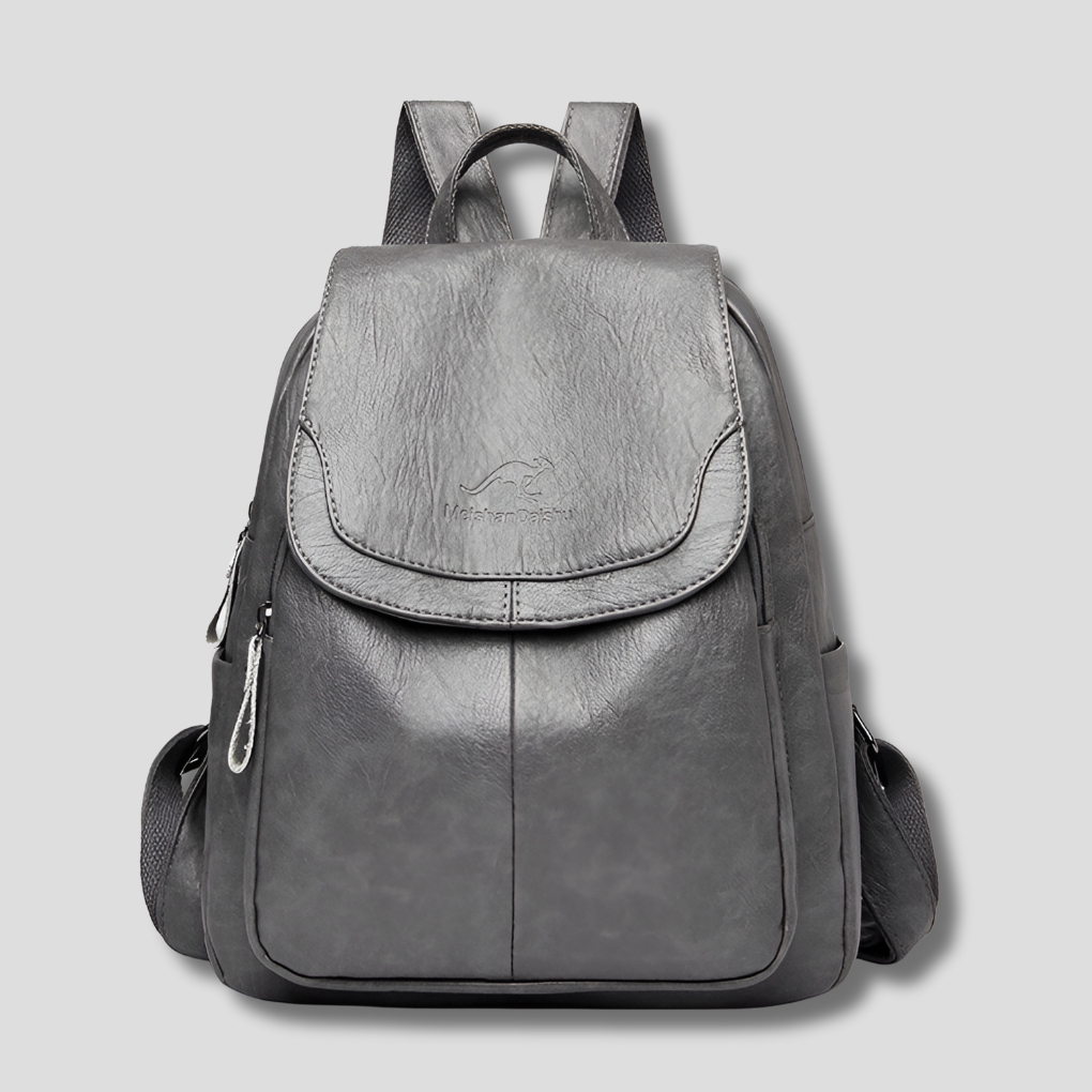 Women's Textured Leather Backpack with Security Features for Work, Travel & Daily Use