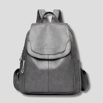 Women's Textured Leather Backpack with Security Features for Work, Travel & Daily Use