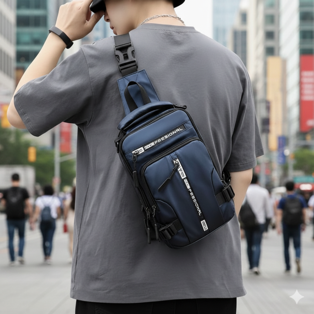Bolso bandolera con cremalleras ocultas antirrobo y puerto de carga USB – Mochila de nailon resistente al agua para viajes, desplazamientos y uso diario