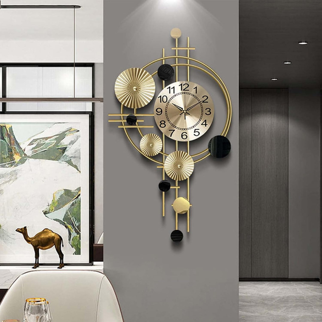 Large Metal Wall Clock Silent Industrial Modern Timepiece for Living Room Office Hallway Home Decor
