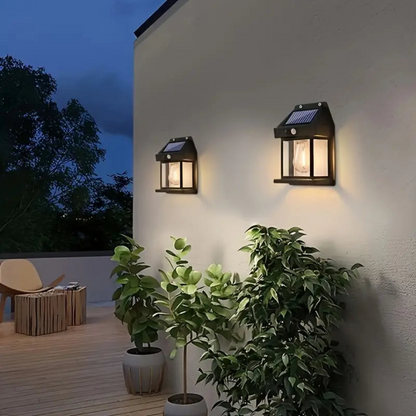 Solar Motion Sensor Wall Light for Outdoor Garden & Patio - Wireless LED Lantern with Auto-On Dusk to Dawn Sensor