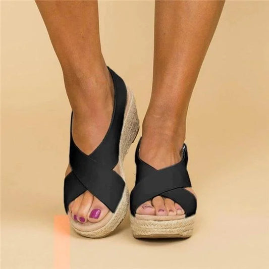 Alpargatas ortopédicas de cuña para mujer con tiras elásticas: zapatos de verano sin cordones, acolchados y cómodos para caminar todo el día al aire libre