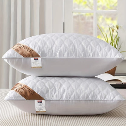 Hotel-Quality Bed Pillow Washable Dual Height Support Back Side Stomach Sleepers Year-Round Bedroom Guest Room