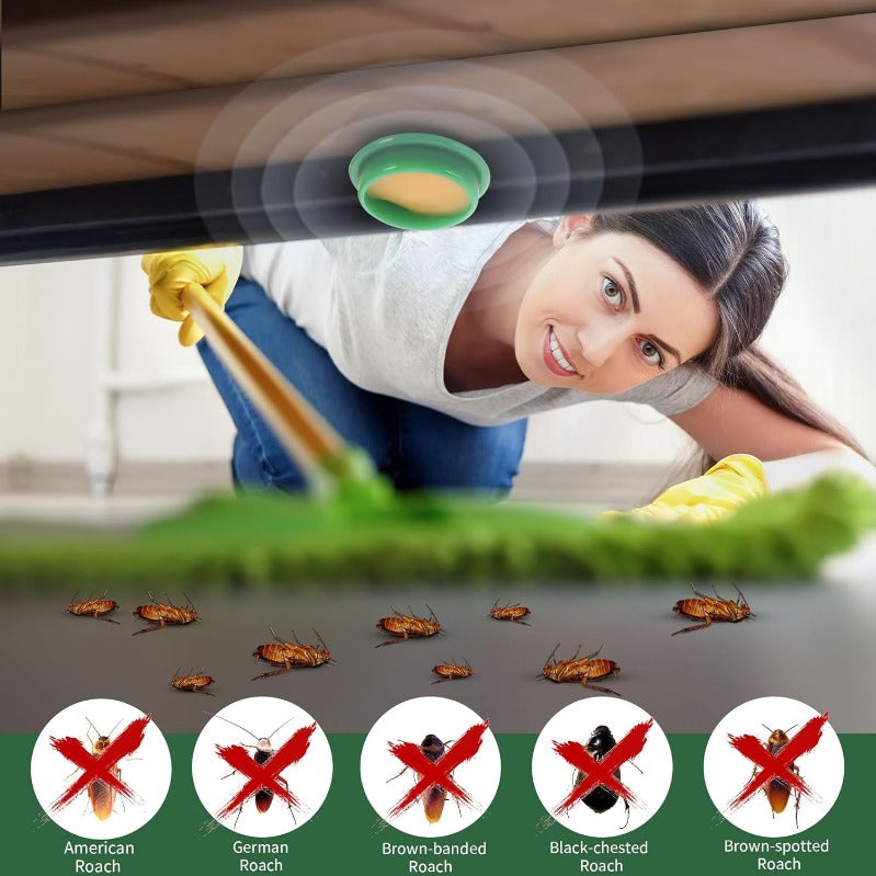 Roach Trap Station Discs for Kitchen & Bathroom – Safe Around Kids & Pets – Colony Elimination Bait – 12/24/36 Count