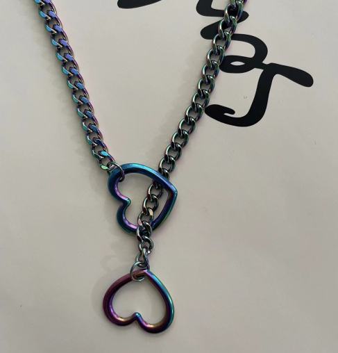 Stainless Steel Heart Pendant Necklace Cuban Link Chain Unisex Jewelry Silver Gold Black for Men Women Everyday Wear