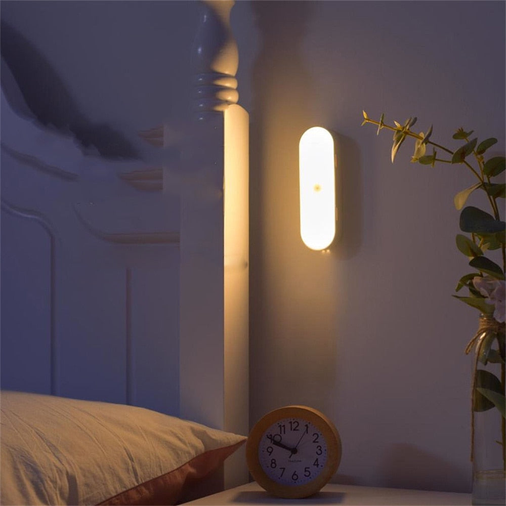 Motion-Sensing LED Light for Walls USB Rechargeable Battery Powered Automatic Night Lighting for Hallways Stairs Closets Cupboards Bathrooms