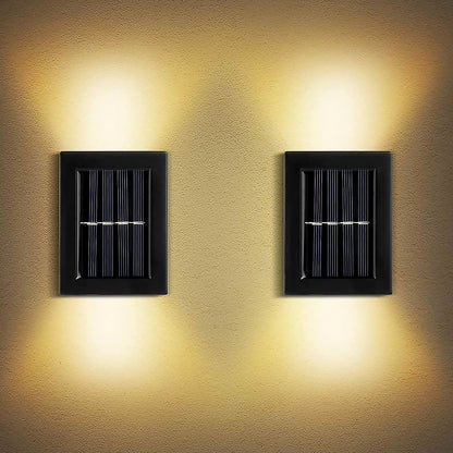 Outdoor Solar Wall Light Wireless Warm White LED Up Down Sconce IP44 Waterproof for Patio Pathway Deck Stairs Entryway Automatic Dusk to Daw