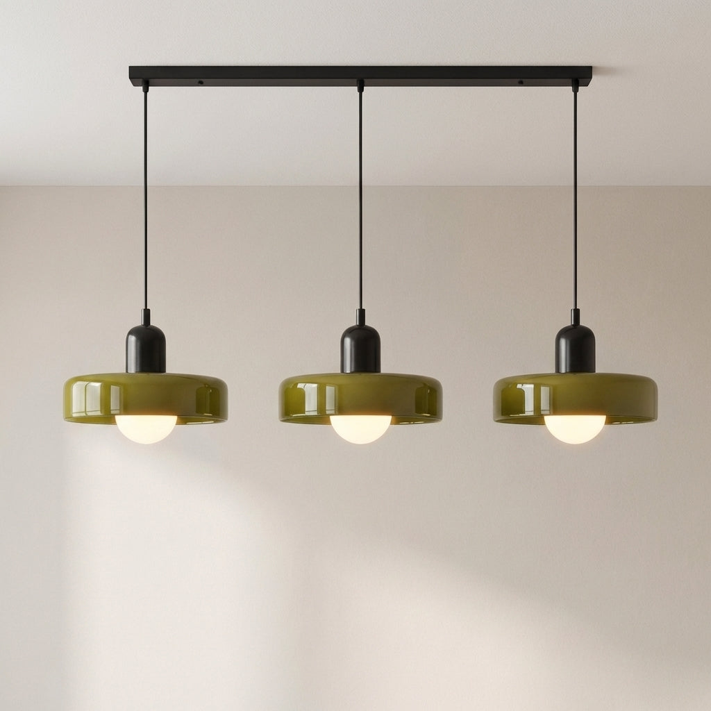 3-Light Geometric Glass Pendant Chandelier – Adjustable Height Statement Fixture for Dining Room, Kitchen Island & Bar | Modern Art Deco