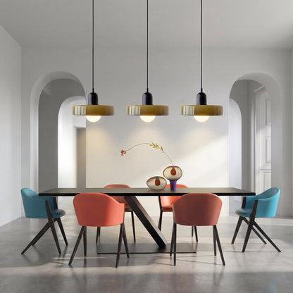 3-Light Geometric Glass Pendant Chandelier – Adjustable Height Statement Fixture for Dining Room, Kitchen Island & Bar | Modern Art Deco