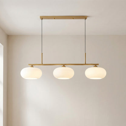 3-Light Geometric Pendant Lamp Industrial Metal & Glass Chandelier for Kitchen Island Dining Room Living Room Adjustable Height Modern