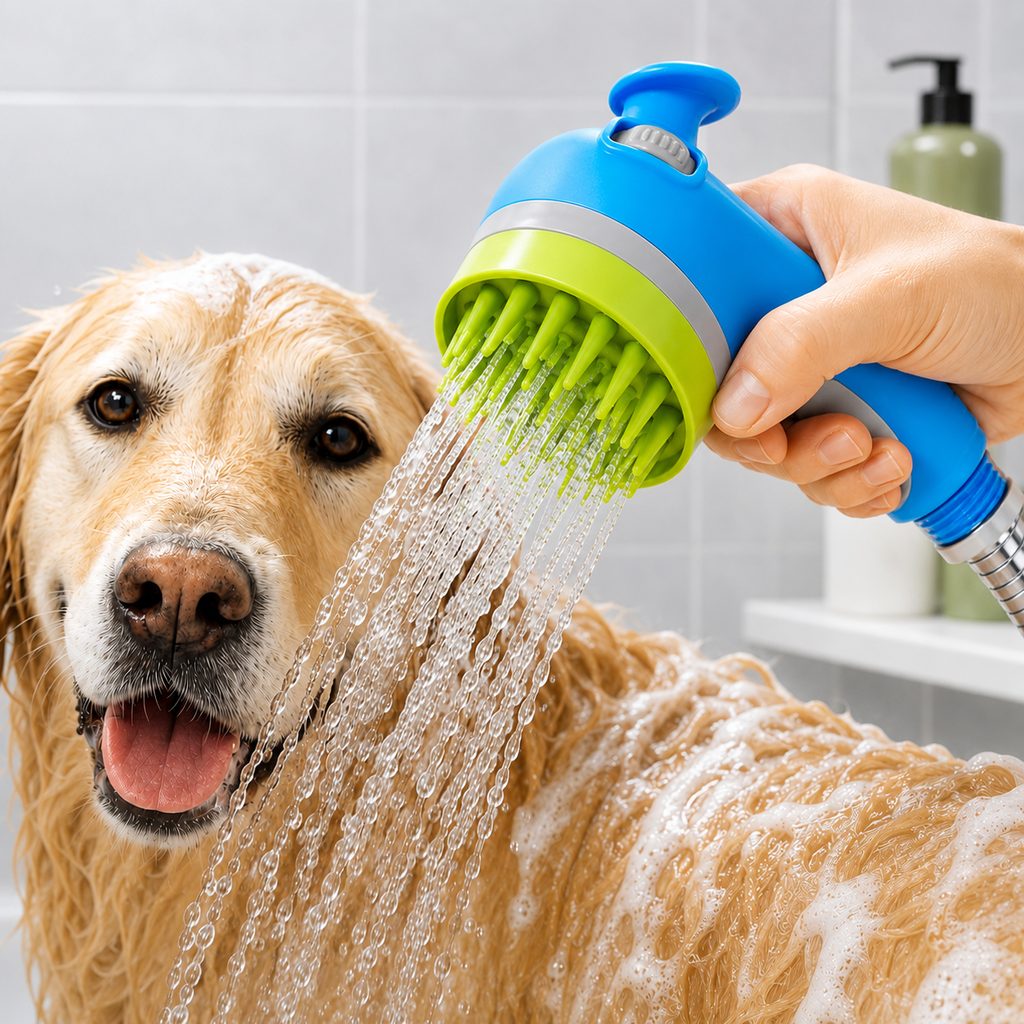 Ortekor 3-in-1 Pet Bathing Sprayer Brush for Dogs & Cats - Easier Indoor & Outdoor Washing