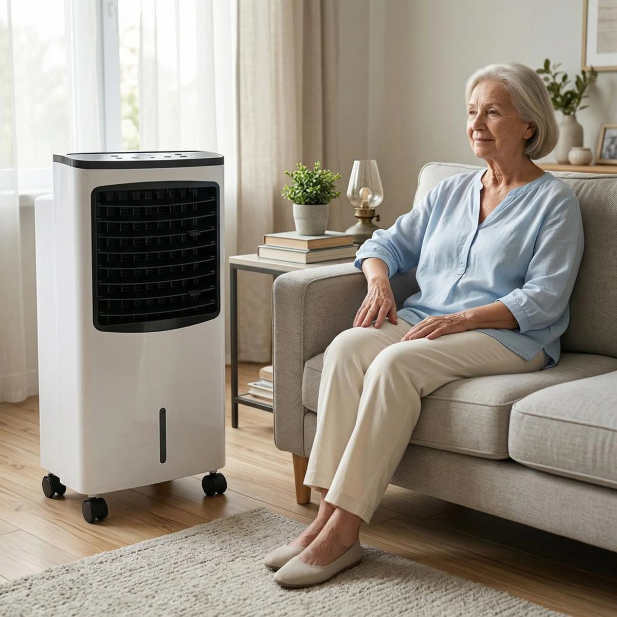 Evaporative Cooler Fan 3-Speed Portable Room Air Cooler with Humidifier Remote Control Timer for Bedroom Office Dorm Home