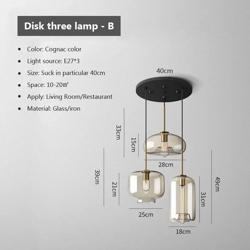 Triple Globe Hanging Fixture Amber Glass Shades Copper Hardware for Dining Table Kitchen Island Ceiling Mount E26 Socket 110V US