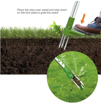 Stand-Up Weed Puller Tool with Root Remover for Lawns Gardens Patios Yards No Bending Telescoping Handle 39 Inches Gardening Hand Tool