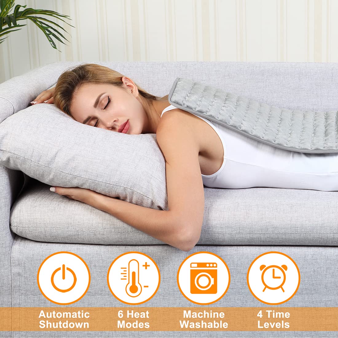 Therapeutic Heat Wrap with 10 Temperature Settings for Sore Muscles & Tension Relief – Soft Fabric, Auto Shutoff, Machine Washable for