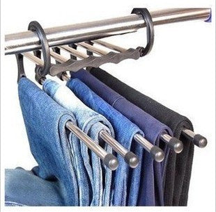 Space-Saving Closet Organizer Hanger with Retractable Arms for Pants, Scarves, Belts & Accessories - Multi-Tier Storage System for Bedroom W