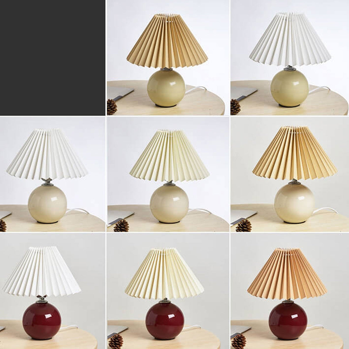 Ceramic Accent Lamp with Fabric Shade 11x9.5 in E26 Socket for Nightstand Desk Study Room Reading Light Modern Home Decor