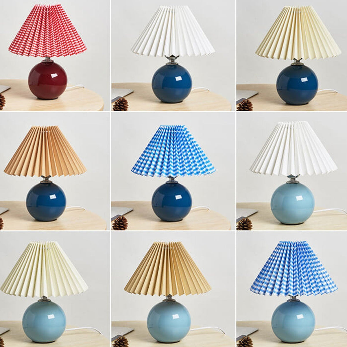 Ceramic Accent Lamp with Fabric Shade 11x9.5 in E26 Socket for Nightstand Desk Study Room Reading Light Modern Home Decor