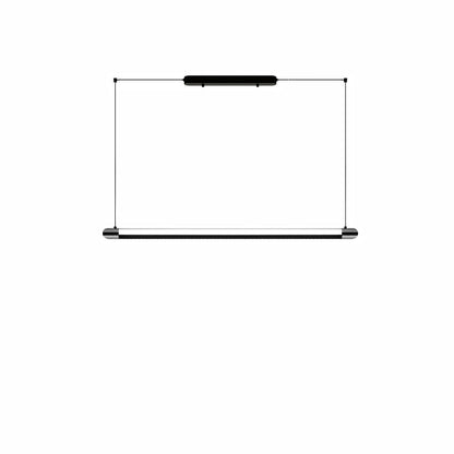 Linear LED Chandelier 35 Inch Dimmable Remote Control Black Metal Island Light for Kitchen Dining Room Adjustable Cord Modern Hanging Fixtur