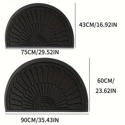 Half Moon Entry Mat Rubber Non-Slip Indoor Outdoor Foyer Entryway Mud Catcher Patio Back Front Utility Room Vestibule Hallway Home