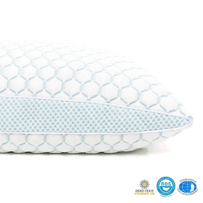 Almohada de espuma viscoelástica triturada refrescante con relleno ajustable | La mejor almohada para quienes duermen de lado y para el dolor de cuello