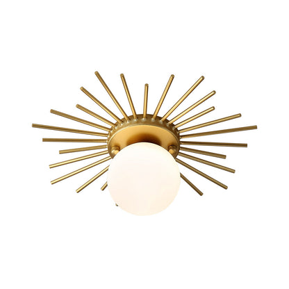 Round Flush Mount Ceiling Light Fixture with Frosted Glass Globe Shade, Modern Single Bulb Overhead Lighting for Bedroom Hallway Entryway