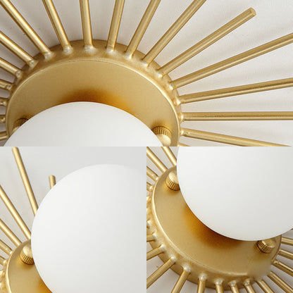 Round Flush Mount Ceiling Light Fixture with Frosted Glass Globe Shade, Modern Single Bulb Overhead Lighting for Bedroom Hallway Entryway