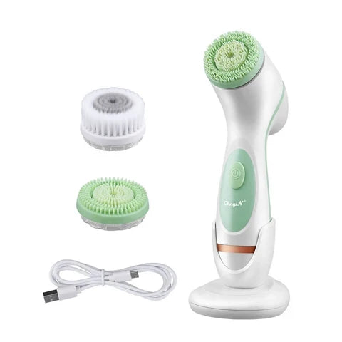 Cepillo de limpieza facial de silicona 3 en 1 recargable