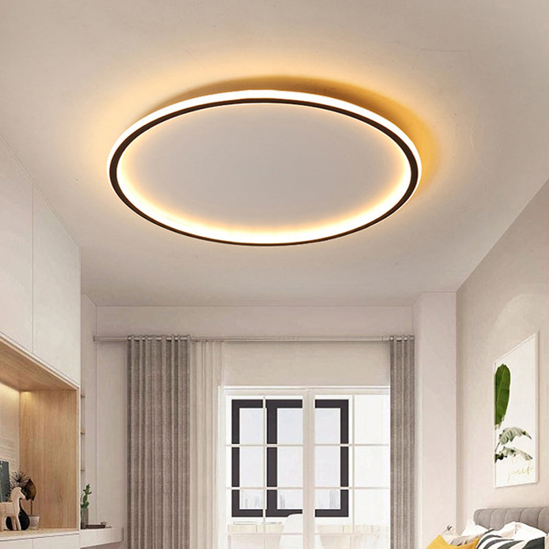 Flush Mount LED Ceiling Light 16"/20"/24" Round Low Profile Fixture Black Aluminum with Dimmable Options for Bedroom Kitchen