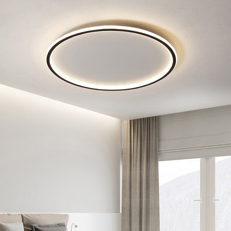 Flush Mount LED Ceiling Light 16"/20"/24" Round Low Profile Fixture Black Aluminum with Dimmable Options for Bedroom Kitchen