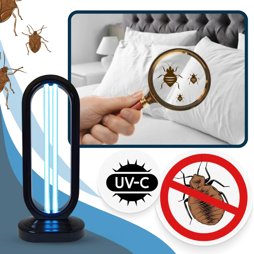 UV-C Sanitizing Light Bulb for Mattresses Carpets Upholstery | Portable Germicidal Lamp 38W | Bacteria Virus Bed Bug Eliminator with